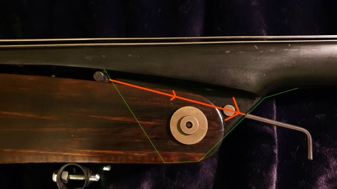 Lingsma electric upright bass - tilting neck angle adjustment